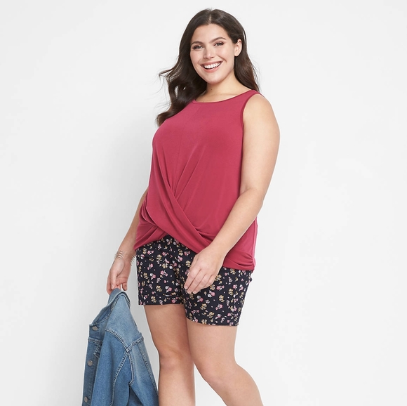 Lane Bryant Womens Plus Size Pink Sleeveless Twist Tank Top Size 22 24 - Picture 1 of 10